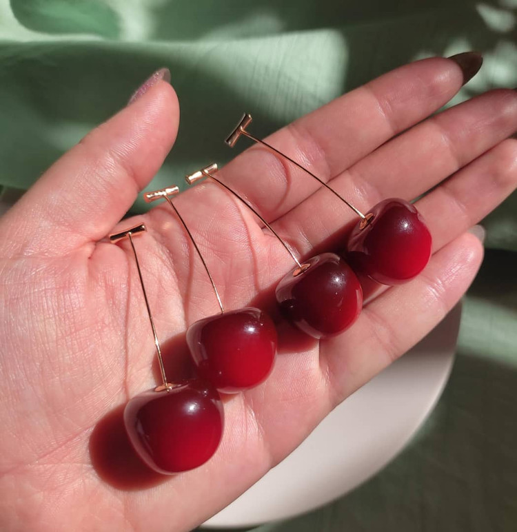 گوشواره گیلاسی استیل رنگ ثابت